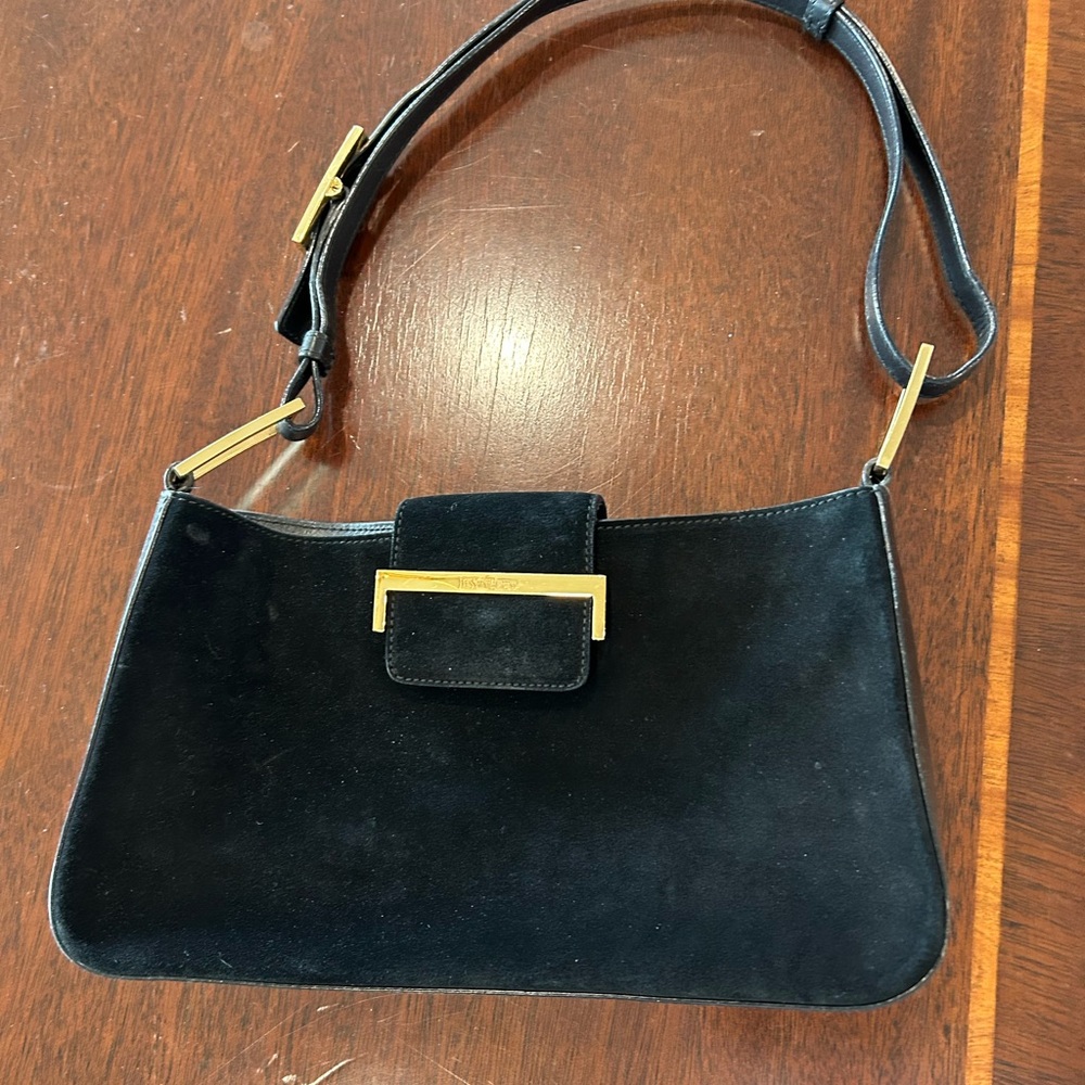 Elegant Black Suede Shoulder Bag
